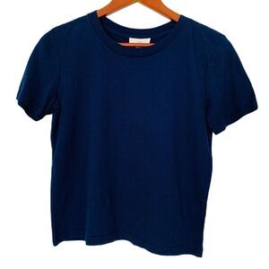 a loves a T-shirt Women S Navy Short Sleeve Cropped Cotton Casual Minimalist NWT